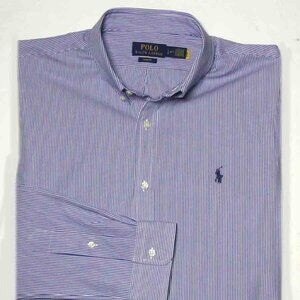 NWOT Polo Ralph Lauren Slim Fit Dress Shirt Blue White Stripe Size 16.5 X 36
